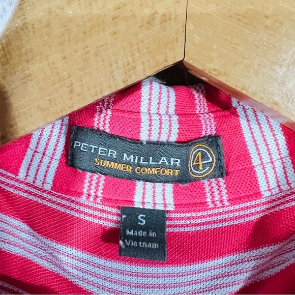 Peter Millar Summer Comfort Pink and White Striped Short Sleeve Polo Size S - Picture 5 of 7